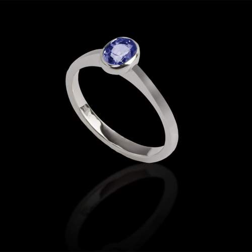 Bague solitaire saphir bleu moon solo